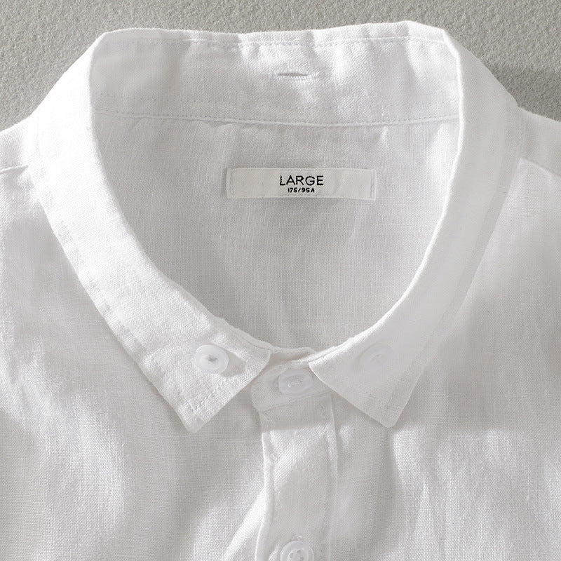 Men's Lightweight Linen Shirt with Kent Collar and Rolled Sleeves Chichicherry
