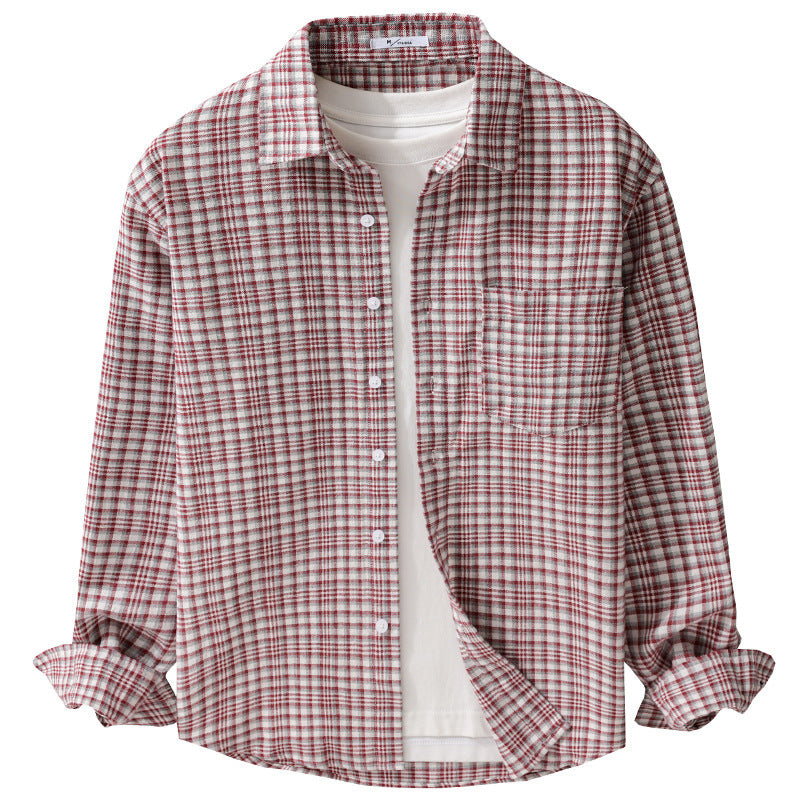 Men's Checked Flannel Overshirt in Relaxed Fit with Chest Pocket Chichicherry