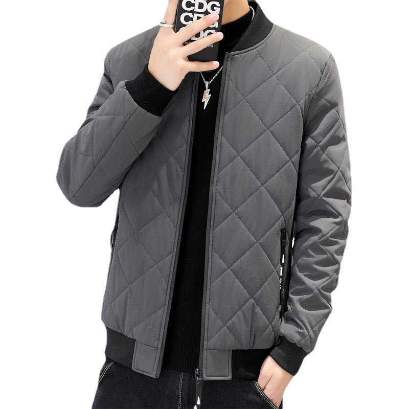 Men's quilted transitional jacket with diamond stitching, stand-up collar, and ribbed cuffs Chichicherry