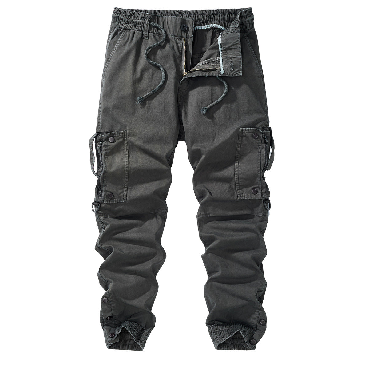 Men's cargo jogging pants with elastic waistband, zipper cargo pockets, and adjustable hem Chichicherry