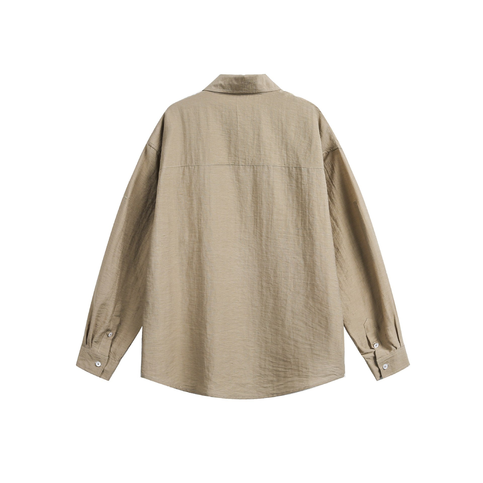 Women's Oversize Linen Blend Shirt Blouse with Large Kent Collar and Patch Breast Pocket Chichicherry