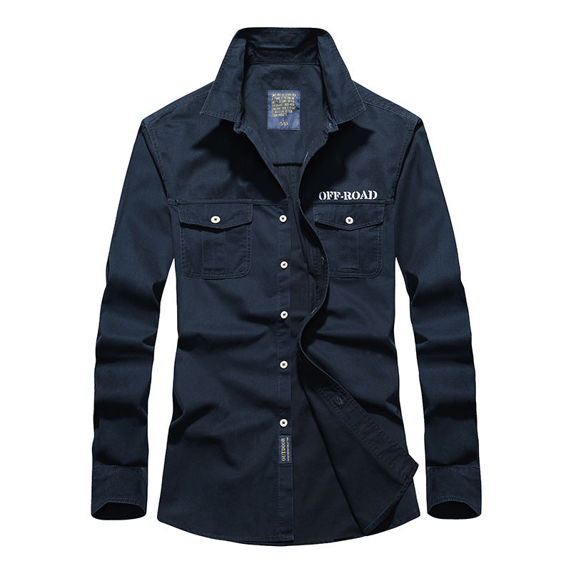 Men's Long Utility Shirt with Chest Flap Pockets, Button Front and OFF-ROAD Logo Chichicherry