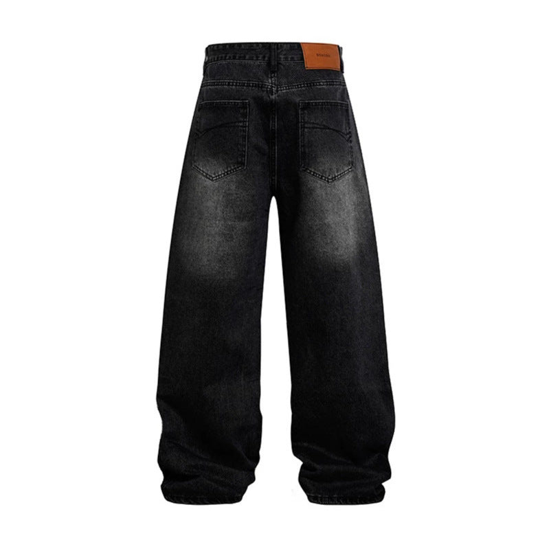 Women wide high-rise baggy jeans with used wash and stitching detail Chichicherry