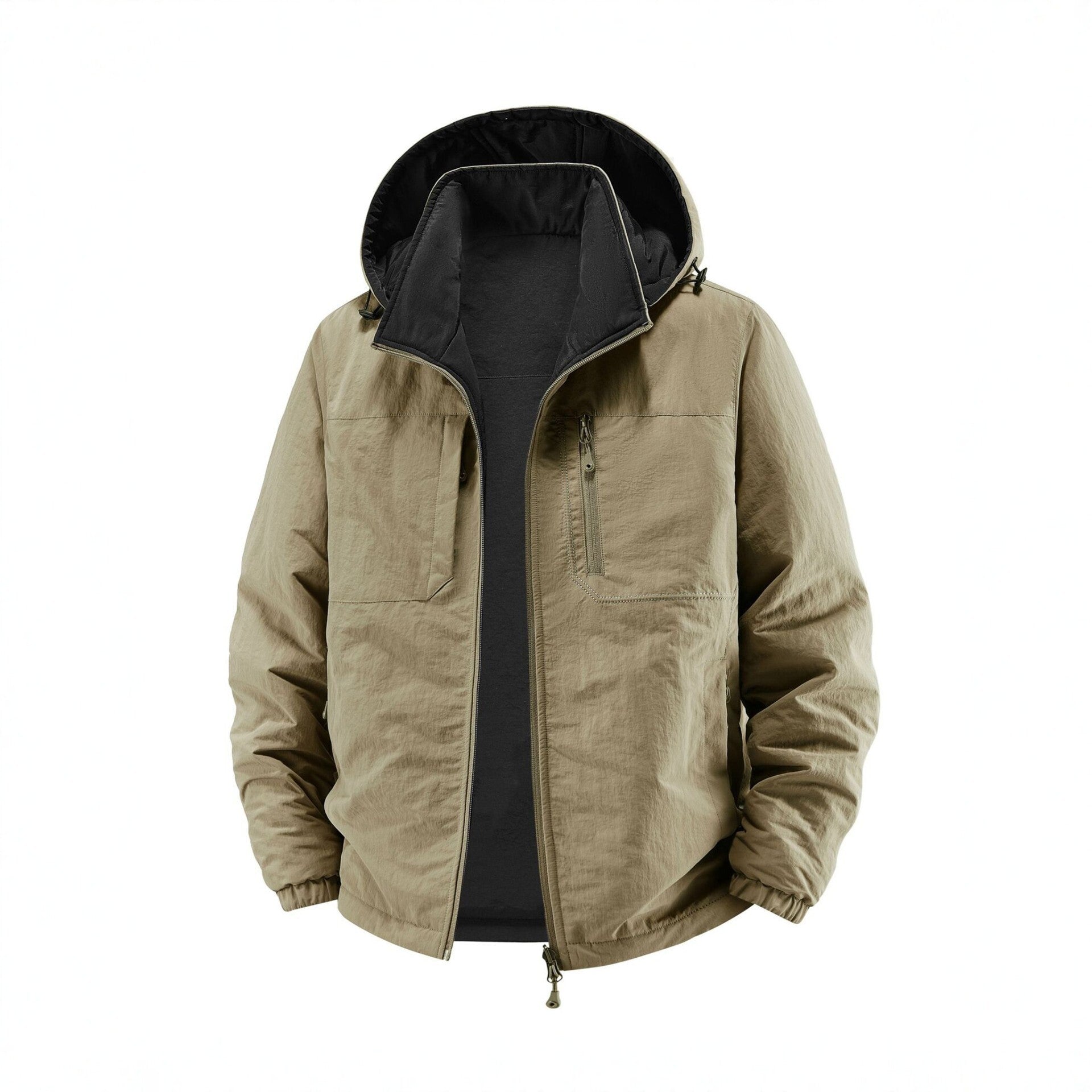 Men's thermo field jacket with fleece lining, hood and front pockets Chichicherry