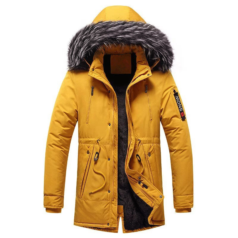 Men's padded winter parka with hood and faux fur trim, water-repellent and thermal insulated Chichicherry