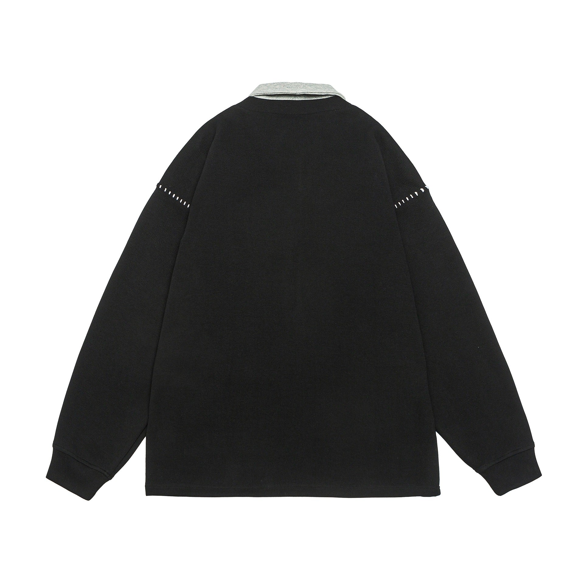 Unisex Oversize Polo collar sweatshirt with contrast collar and decorative perforation Chichicherry