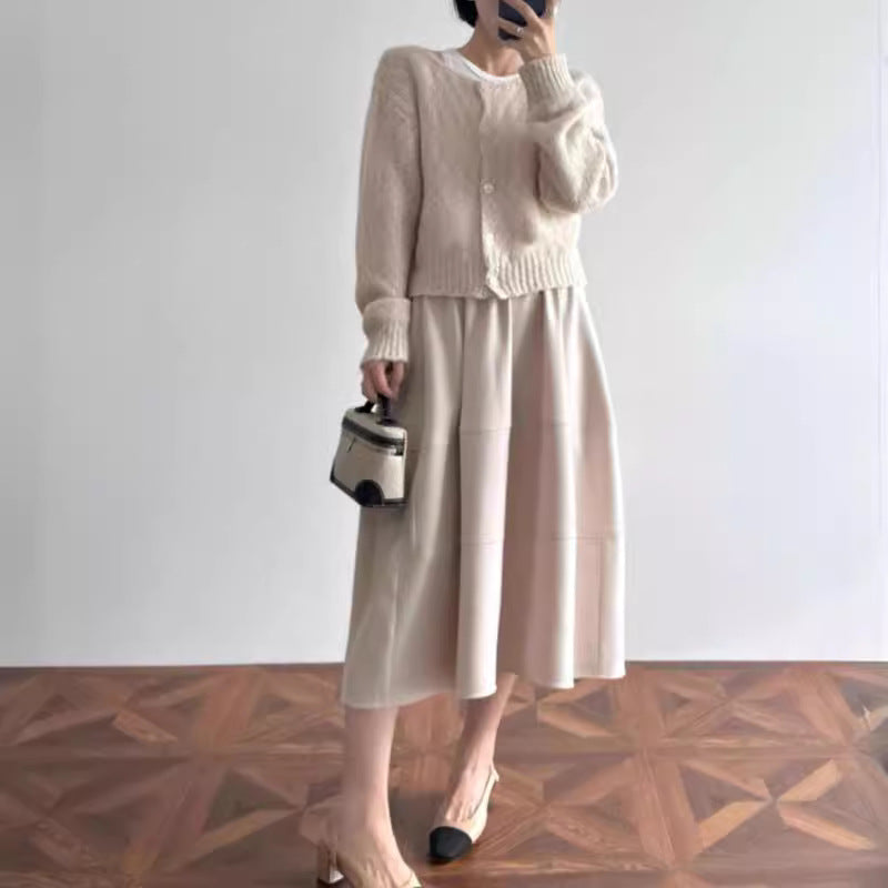 Ladies Stylish, airy 3/4 sleeve cardigan and midi dress combination Chichicherry