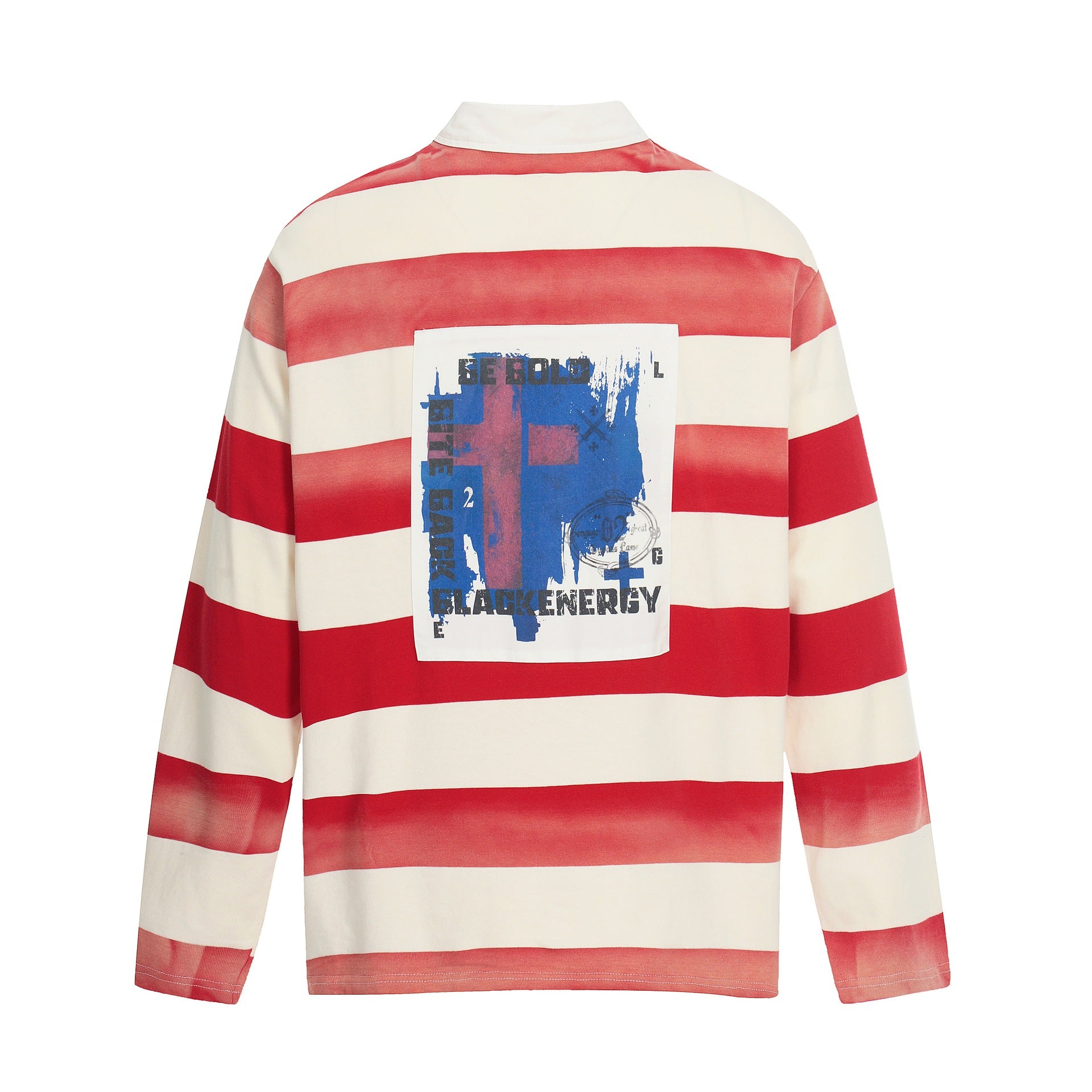 Men's Oversize Rugby Shirt with Polo Collar and Wide Stripe Pattern Chichicherry
