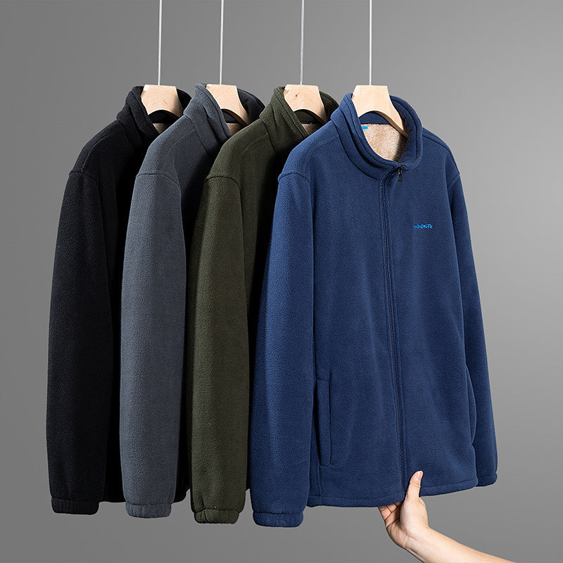 Men's thermo fleece jacket with teddy lining, concealed zipper and stand-up collar Chichicherry