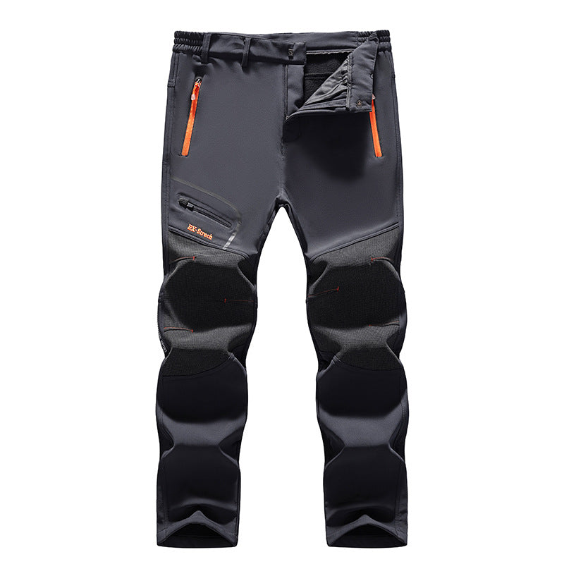 Men's softshell outdoor pants with reinforced knee patches, elastic waistband, and water-repellent membrane Chichicherry