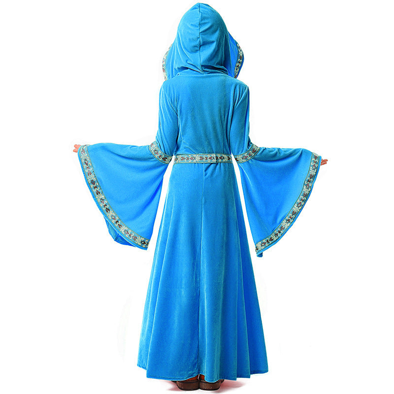 Girls Wizard Costume with Hood and Flared Sleeves Chichicherry