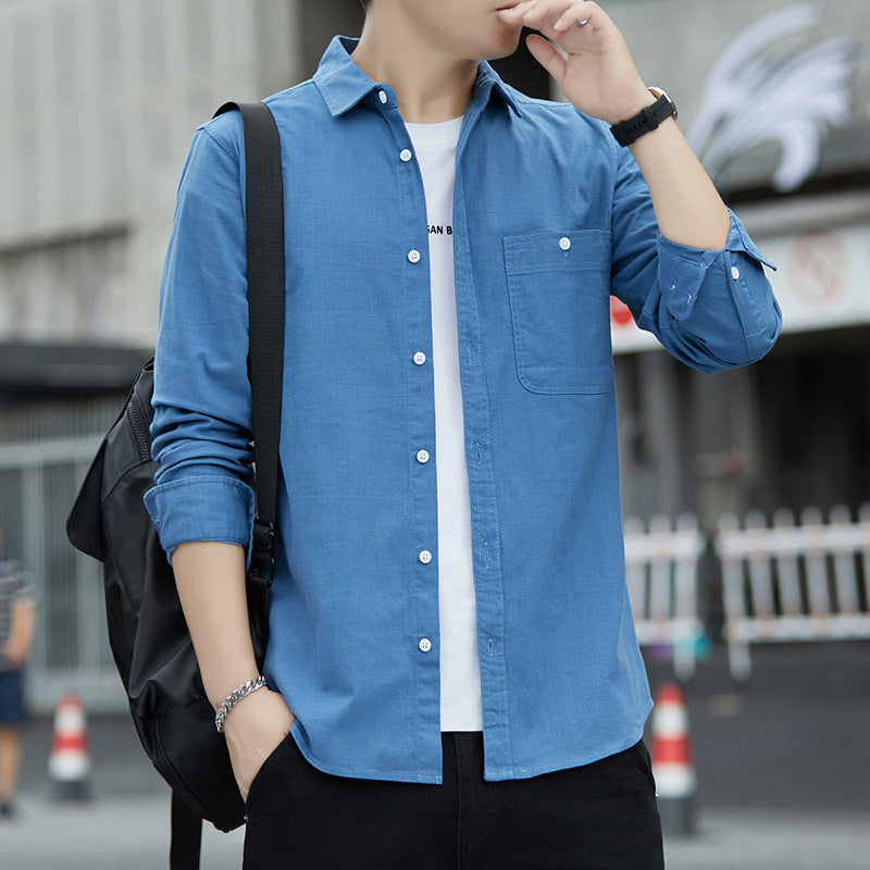 Men's Casual Oxford Shirt with Chest Pocket and Kent Collar Chichicherry