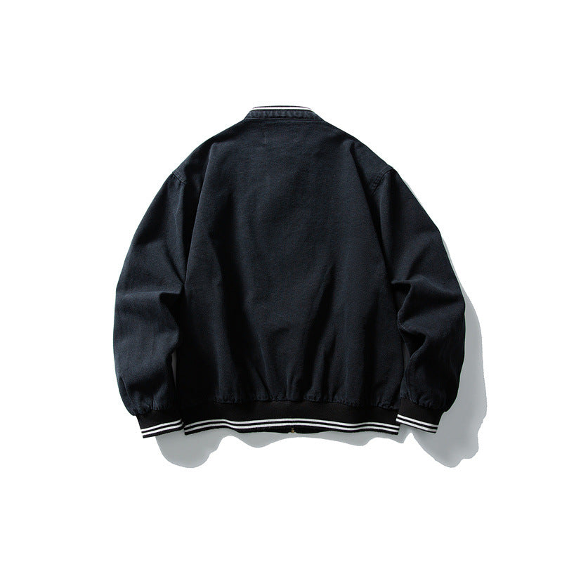 Unisex Kastig cut cotton canvas bomber jacket with stand-up collar and ribbed hem Chichicherry