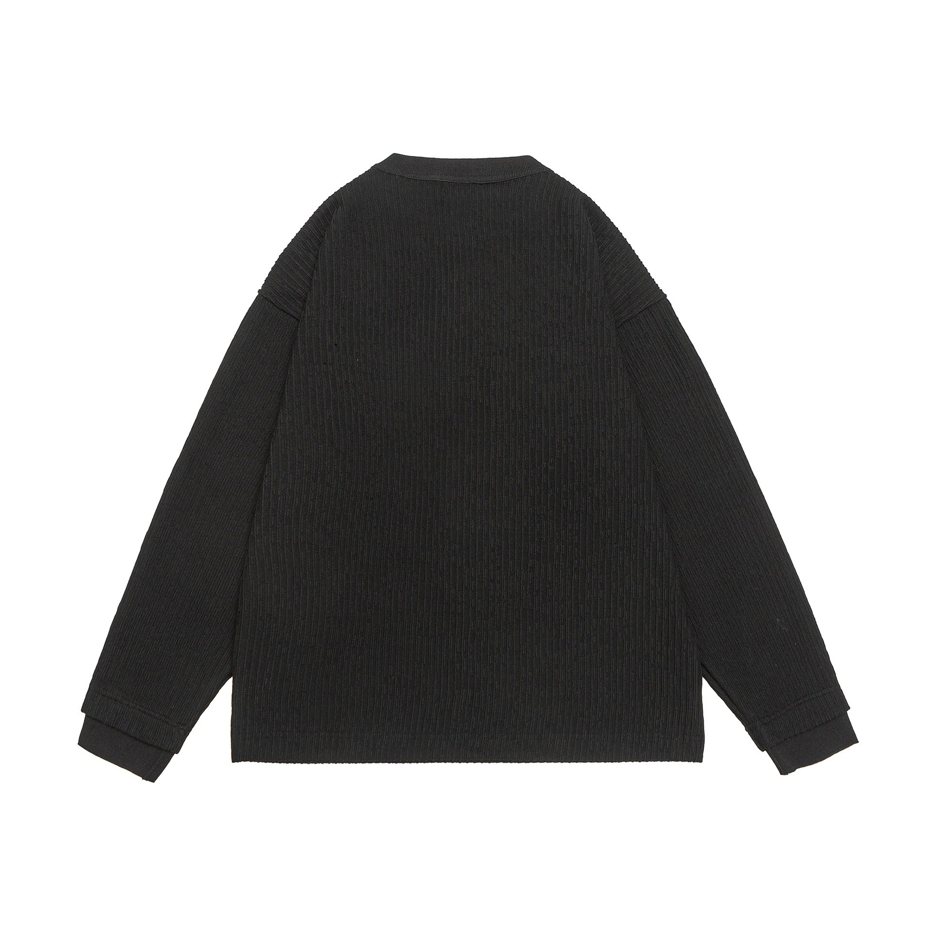 Unisex Ribbed Henley Sweater with Button Placket Oversized Cut Chichicherry