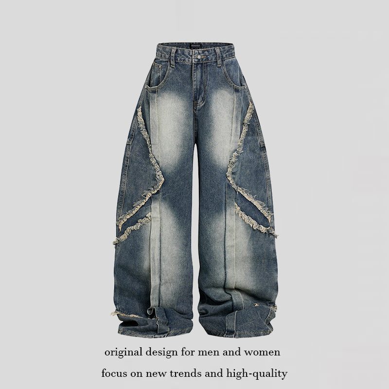 Women High-waisted wide Baggy jeans with frayed layered panels and used look Chichicherry
