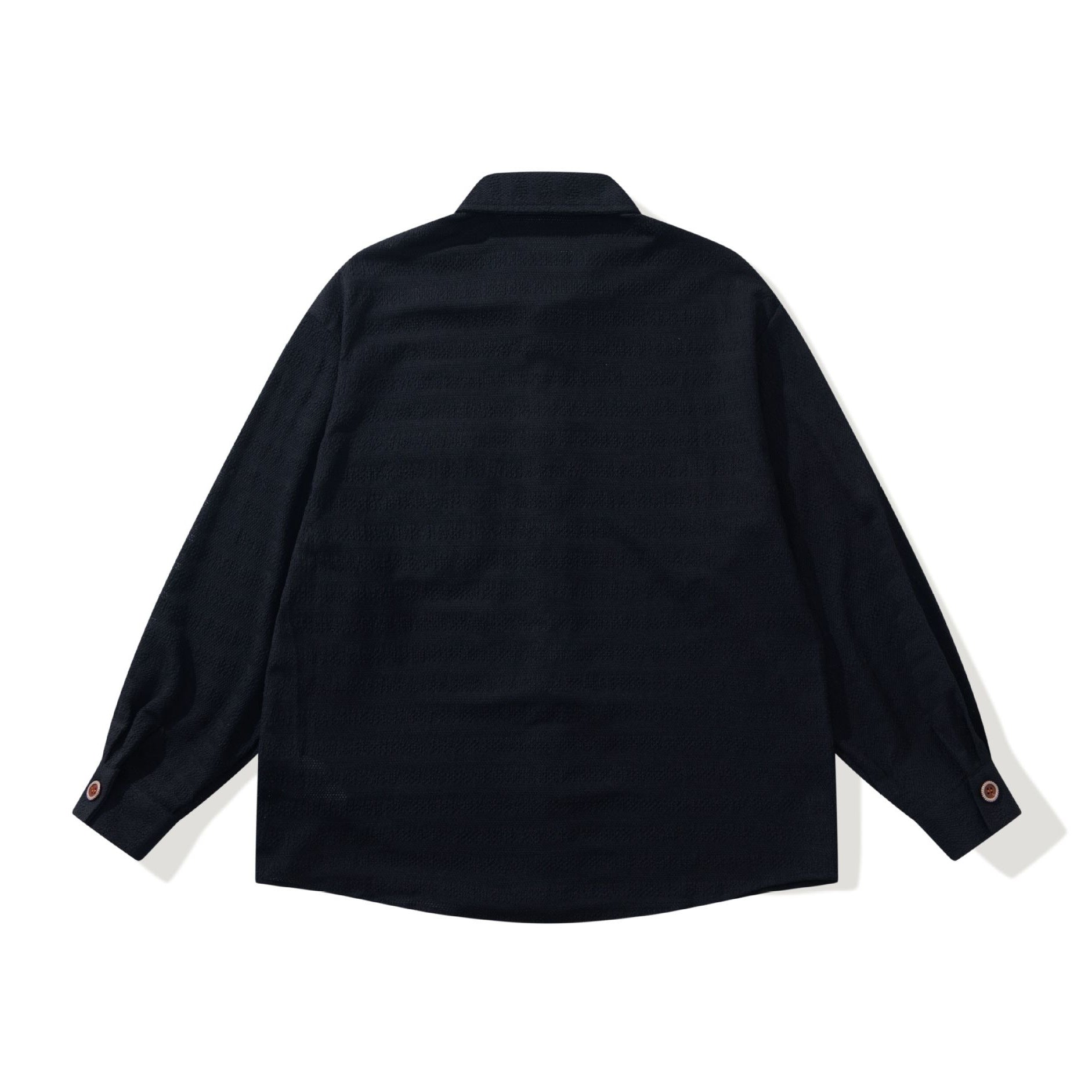 Men's Structured Knit Shirt Jacket with Kent Collar, Full Button Placket and Crocheted Chest Pocket Chichicherry