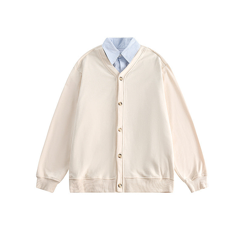Men's oversized knit cardigan in sweatshirt style with V-neck and button placket Chichicherry