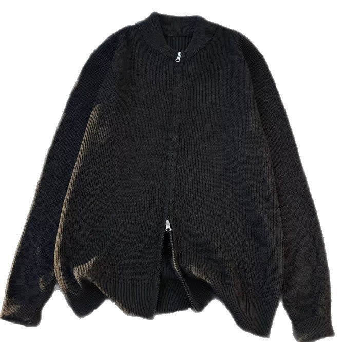 Unisex Grobgestrickte Oversize-Cardigan mit Rundhalsausschnitt und durchgehender Knopfleiste Chichicherry