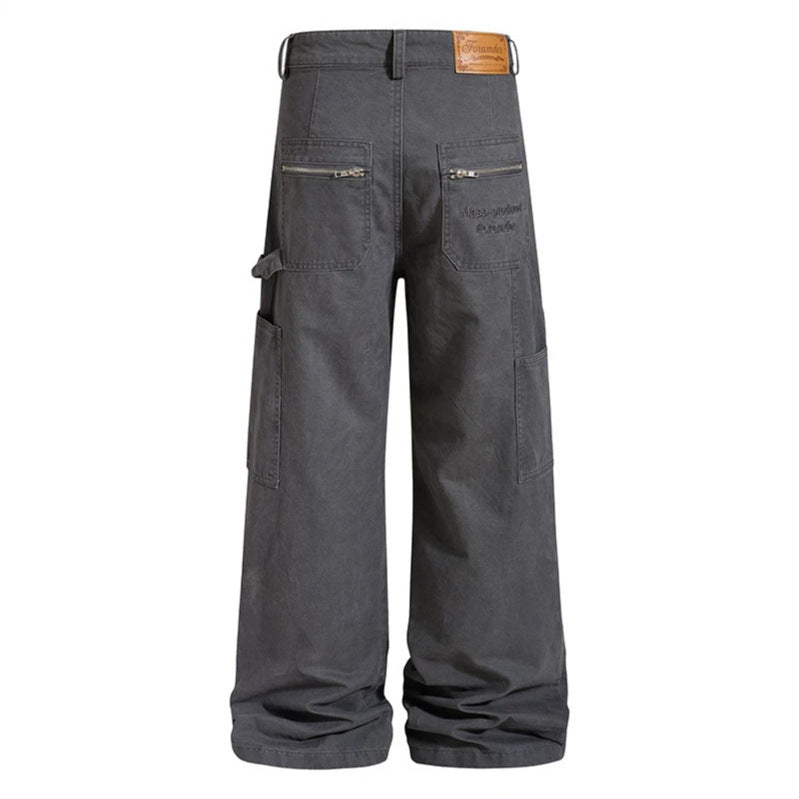 Women's Wide Cargo Palazzo Pants with Utility Pockets, High Waist and Casual Culotte Cut Chichicherry