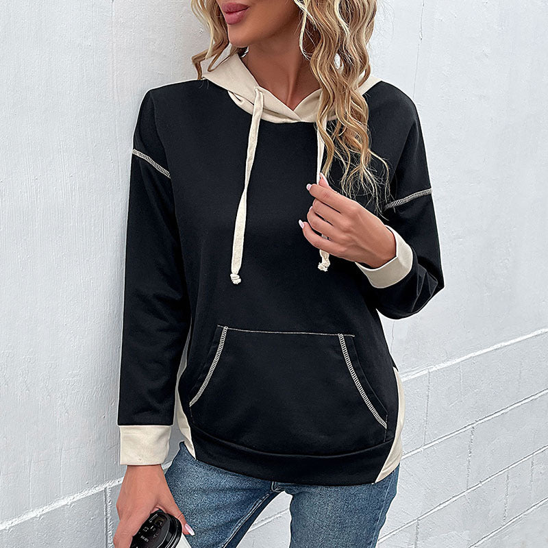 Women's hoodie with contrast trim, kangaroo pocket and casual oversized fit Chichicherry