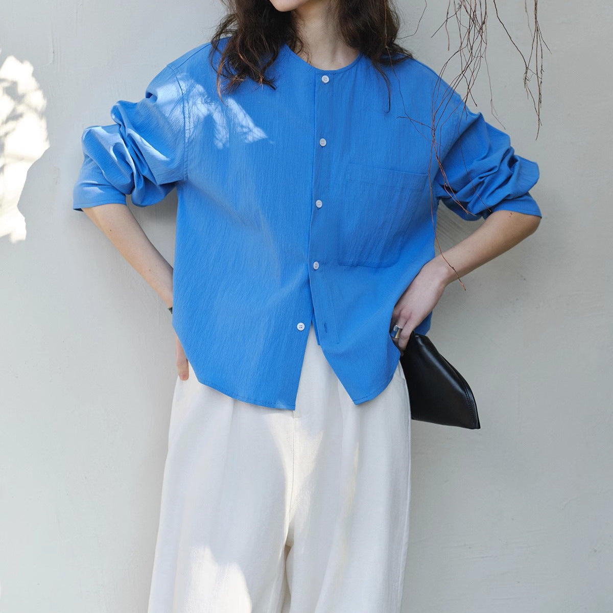 Women's Comfortable and Casual Blouse with Button Detail Chichicherry