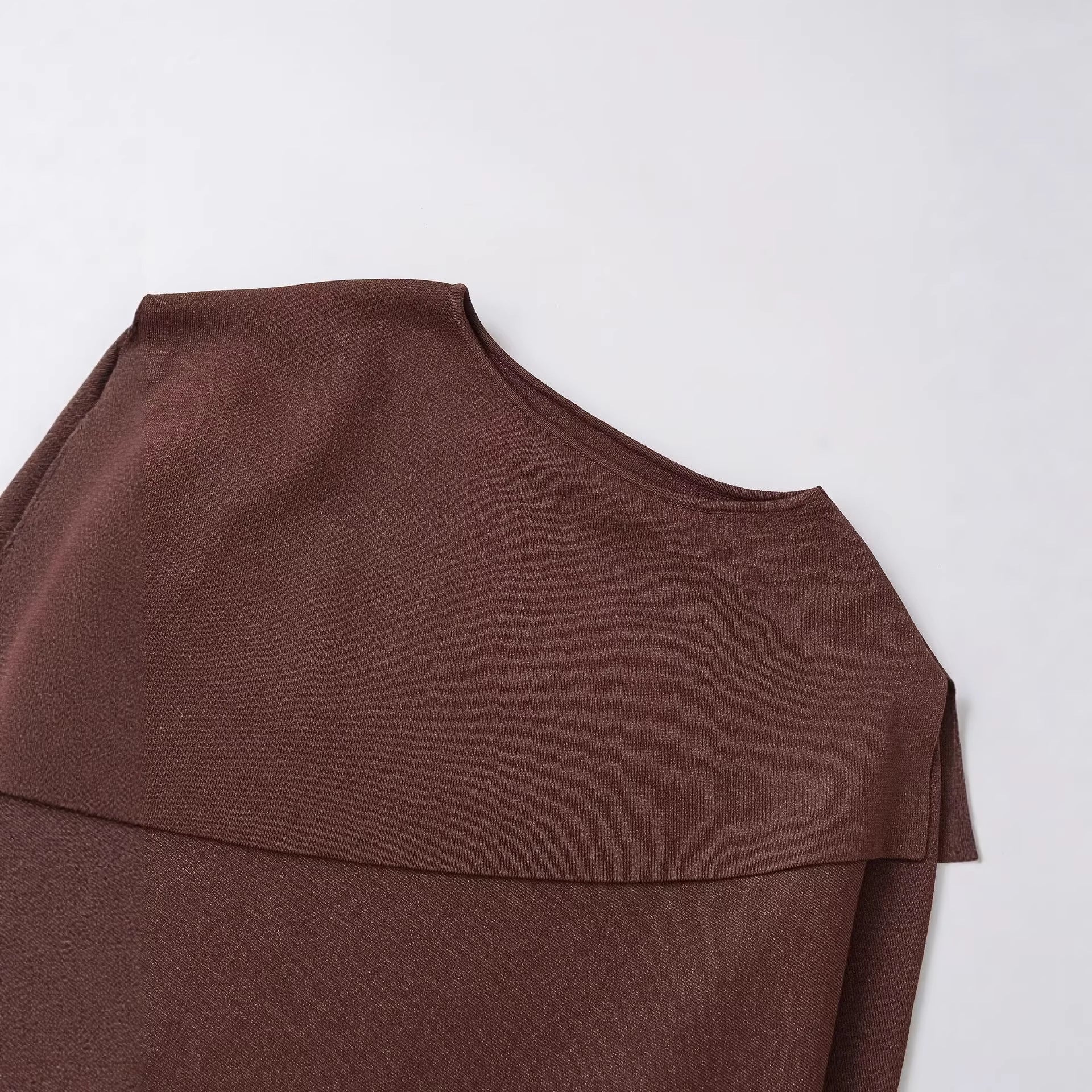 Women's Oversized Knit Poncho with Asymmetrical Ruffle Collar Chichicherry