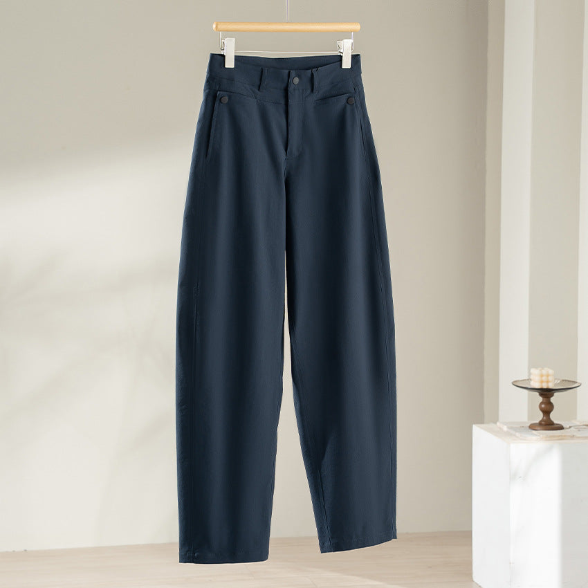 Women High-Rise Wide-Leg Trousers made of Flowing Viscose Blend with Creases and Side Pockets Chichicherry