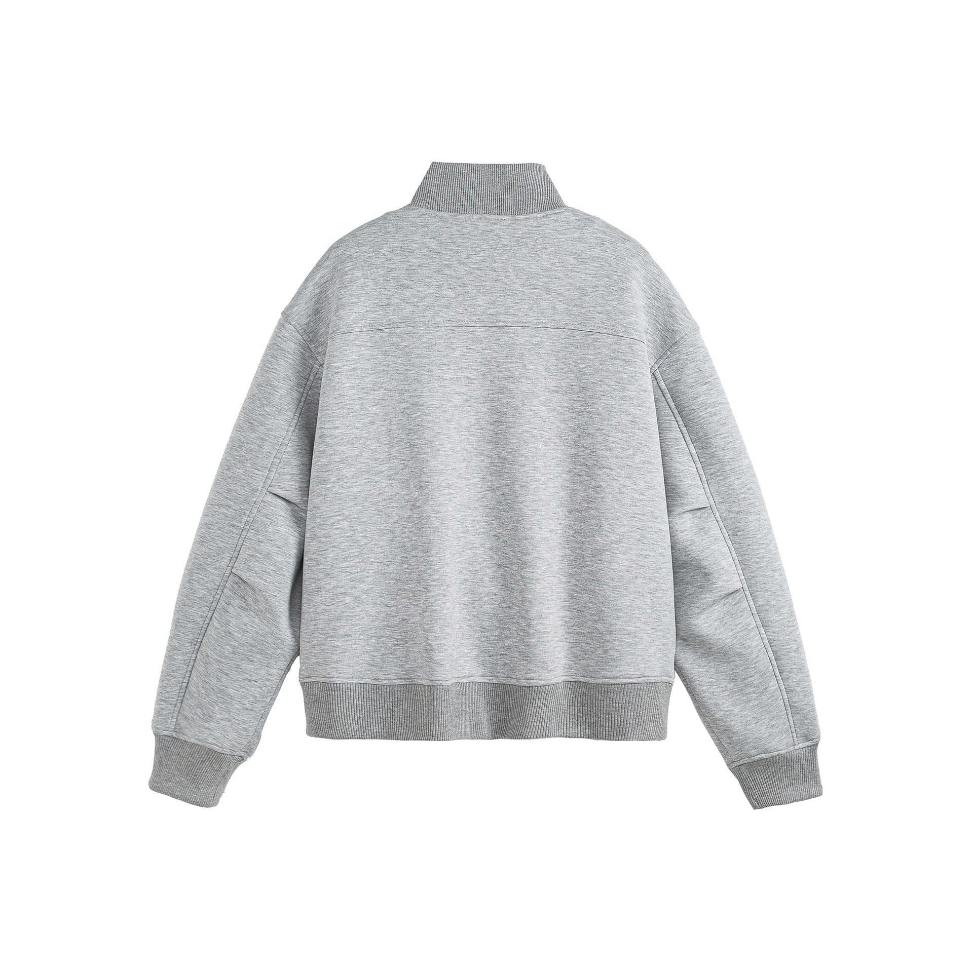 Unisex Boxy-Zip Sweat Jacket with Funnel Neck and Ribbed Cuffs Chichicherry