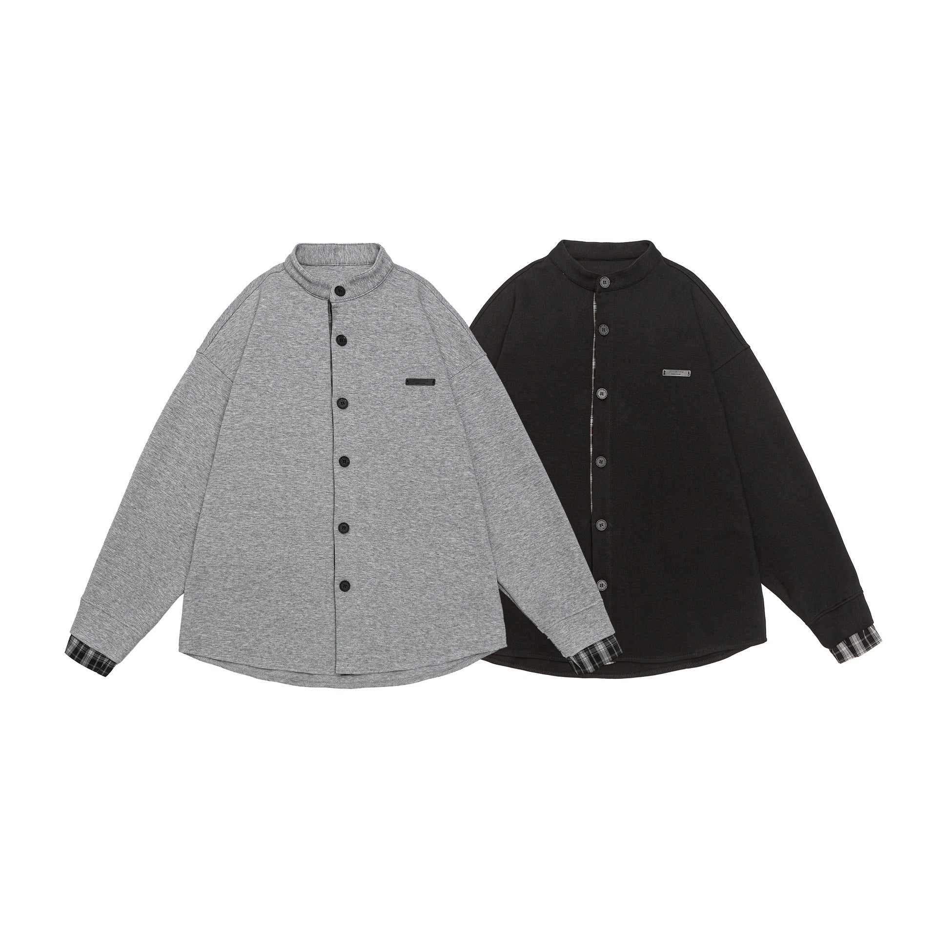 Unisex Oversized Sweat Jacket in Shirt Jacket Look with Stand-Up Collar Chichicherry