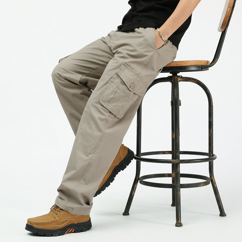 Men's Cotton Twill Cargo Pants in Relaxed Fit with Straight Leg and Large Flap Pocket Chichicherry