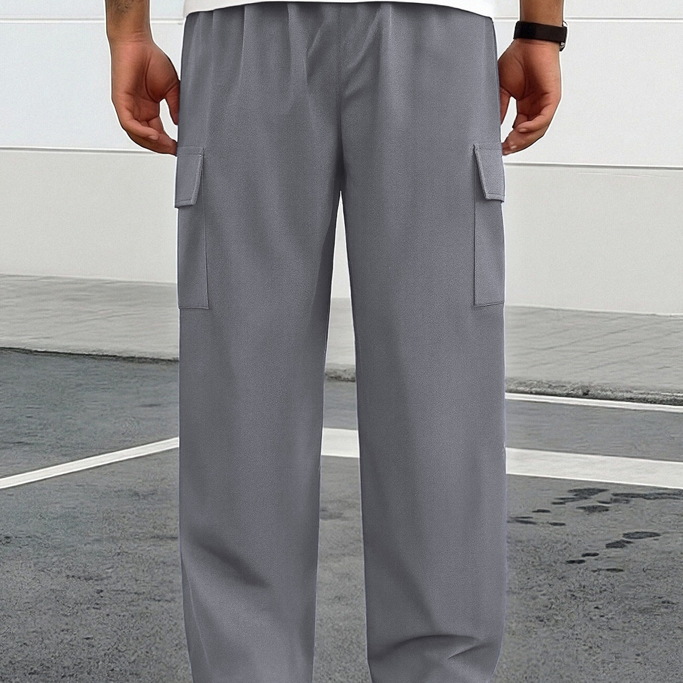 Men's Tapered Cargo Jogging Pants with concealed drawstring, zip pocket & utility flap Chichicherry
