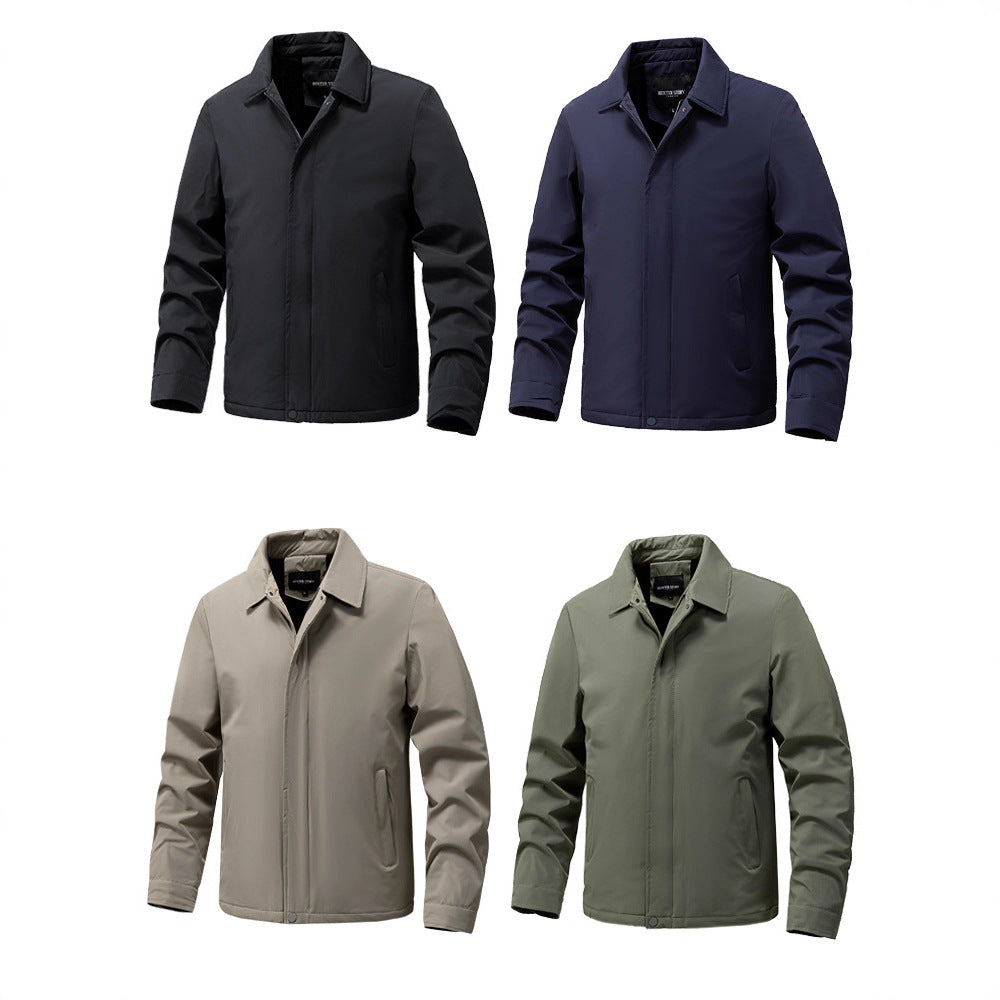 Men's Lightweight Water-Repellent Mock Collar Blouson with Thermal Lining Chichicherry