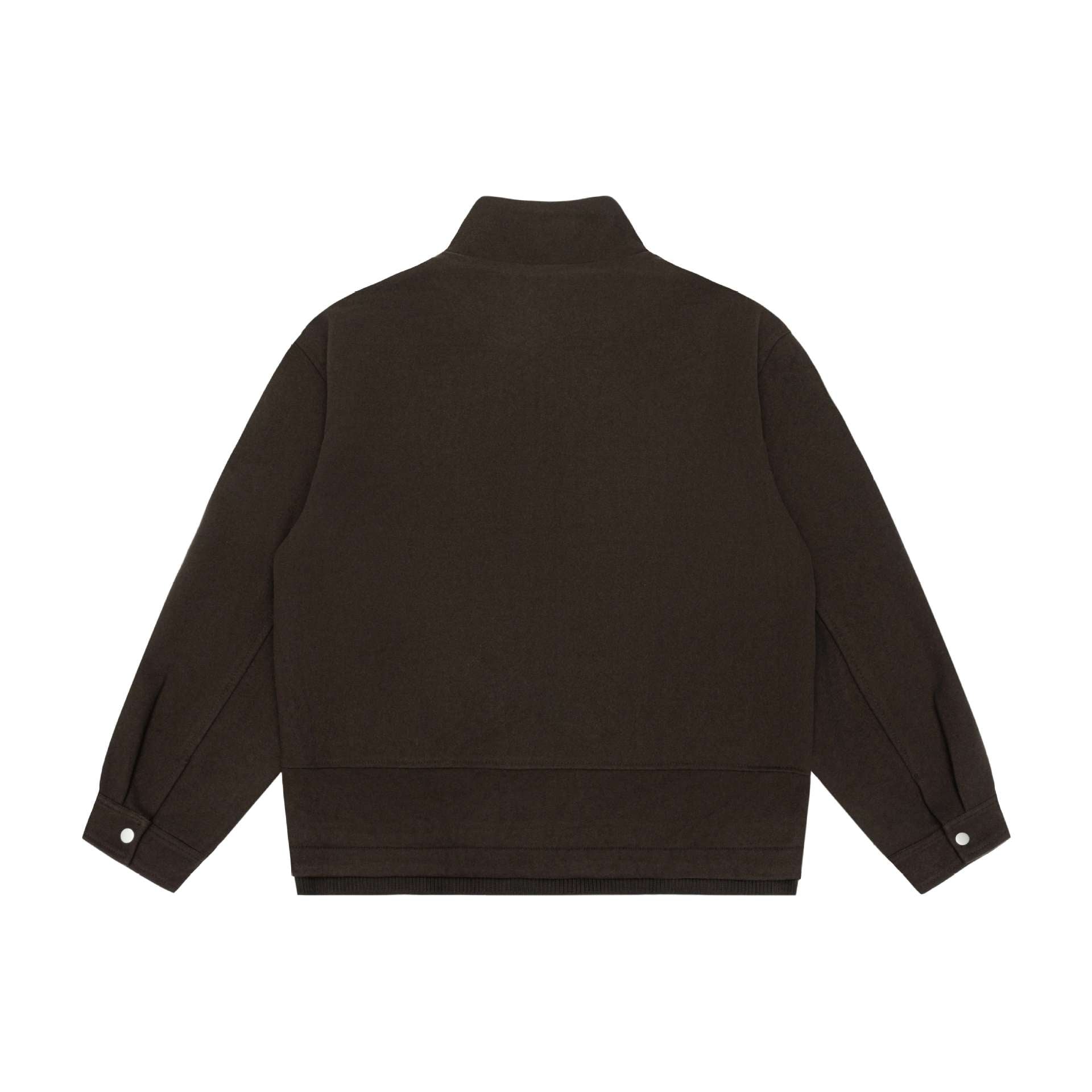 Men's Boxy Wool Blend Zip Blouson with High Ribbed Collar and Concealed Front Flap Chichicherry