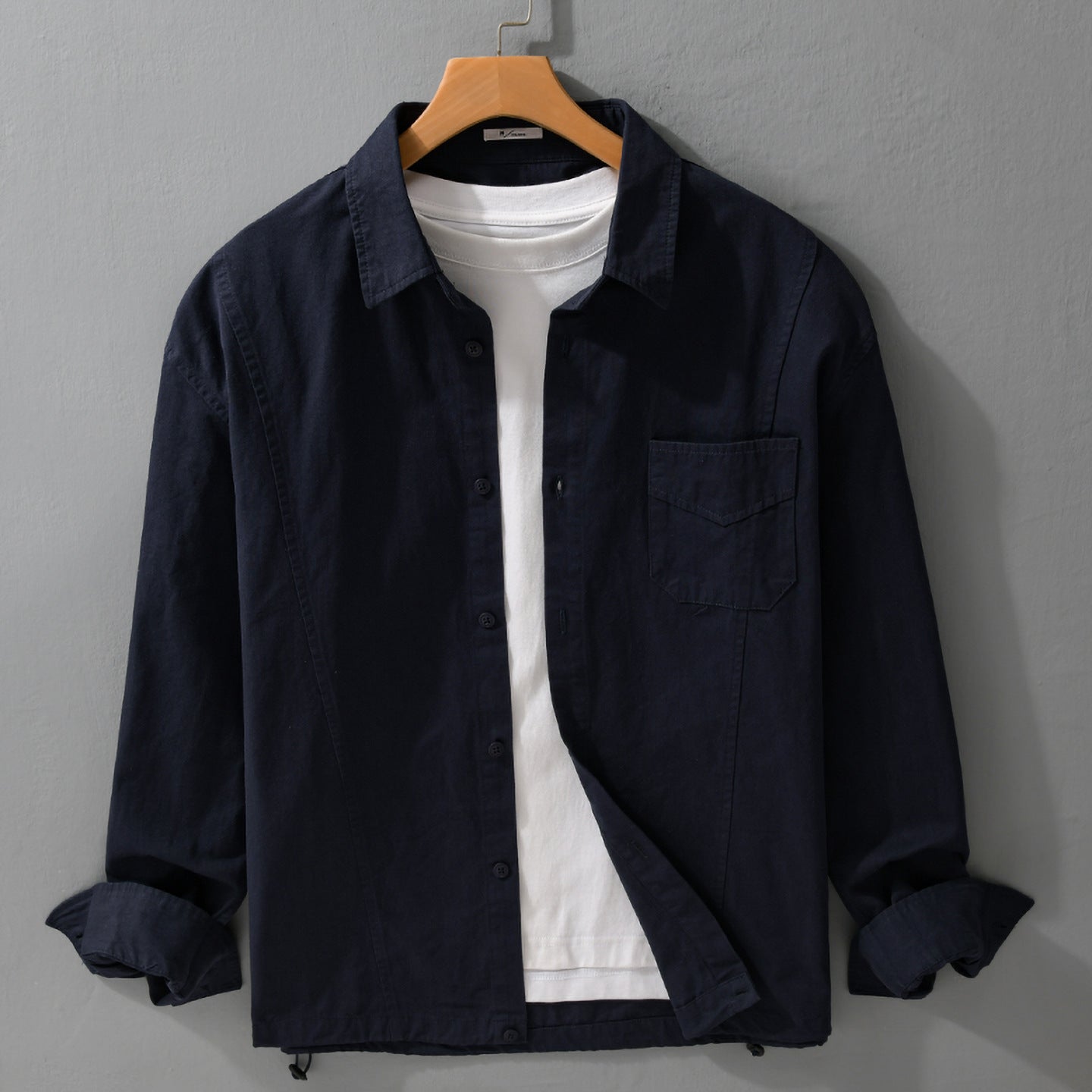 Men's Lightweight Overshirt Jacket made of Cotton Blend with Sewn-On Chest Pocket Chichicherry