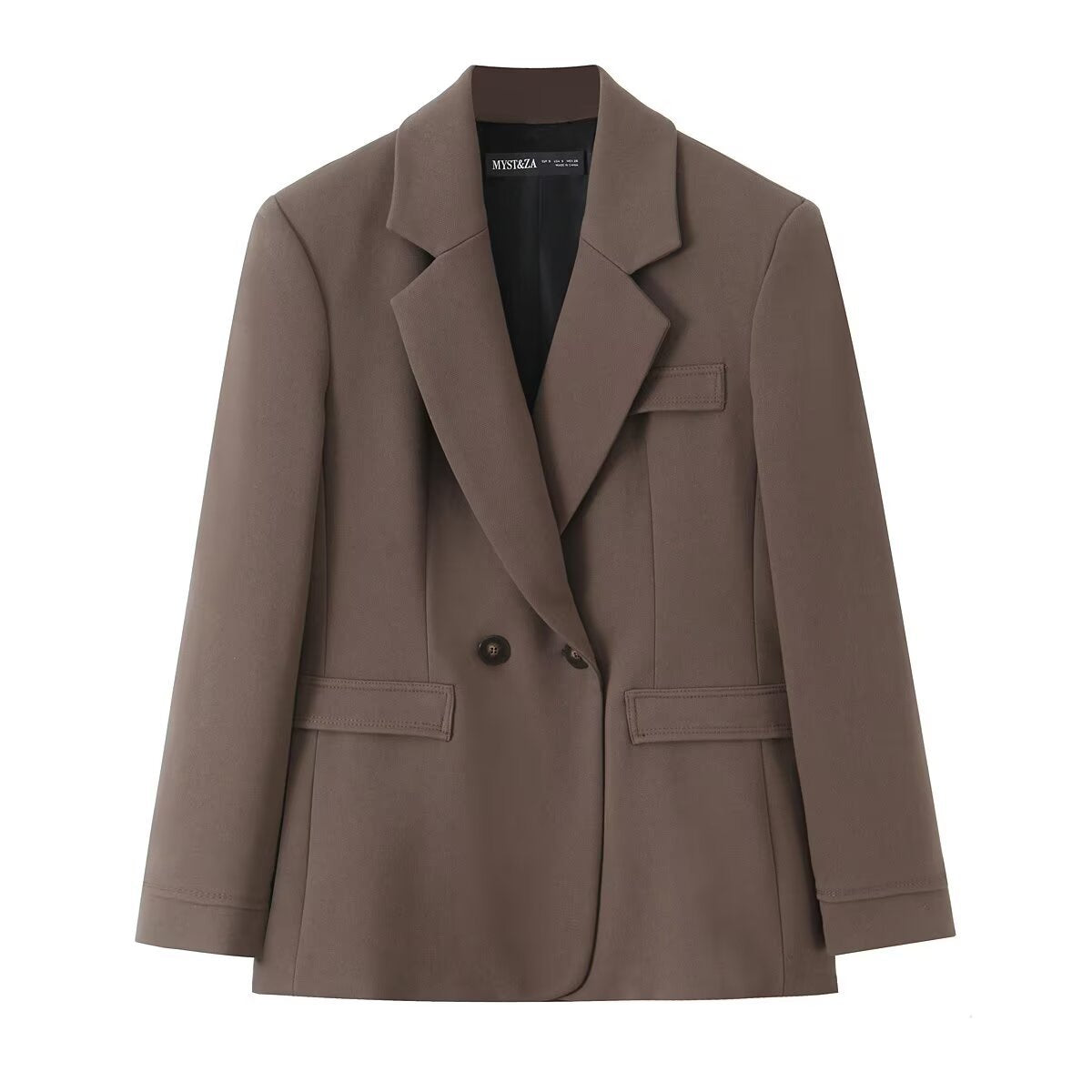 Women's Two-Piece Suit Set with Tailored Double-Breasted Blazer and High-Waisted Pleated Trousers Chichicherry