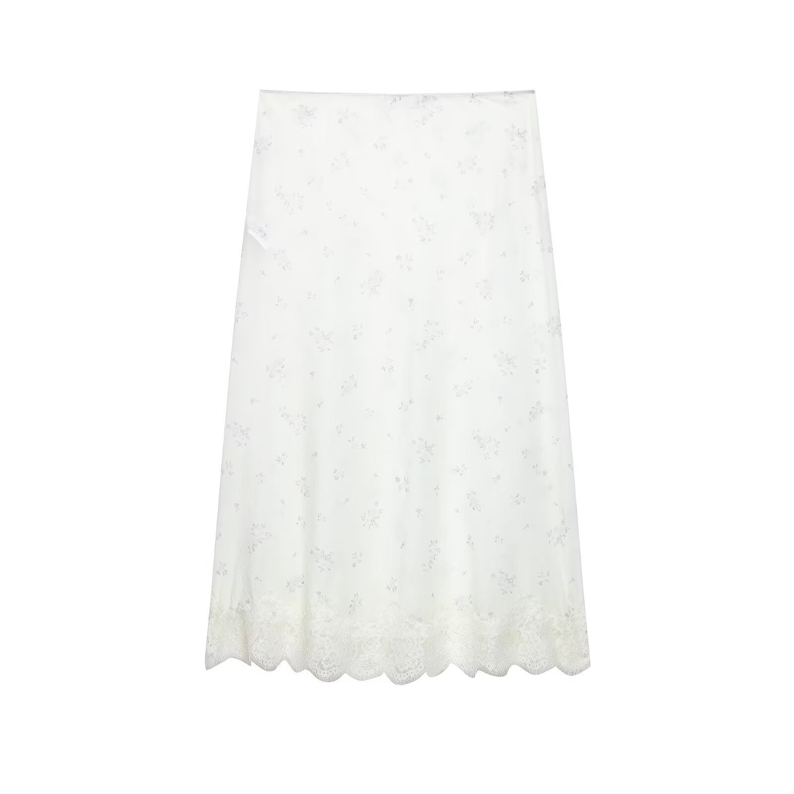 Women Long Slip with Floral Lace Trim and Fine Mesh Embroidery Chichicherry