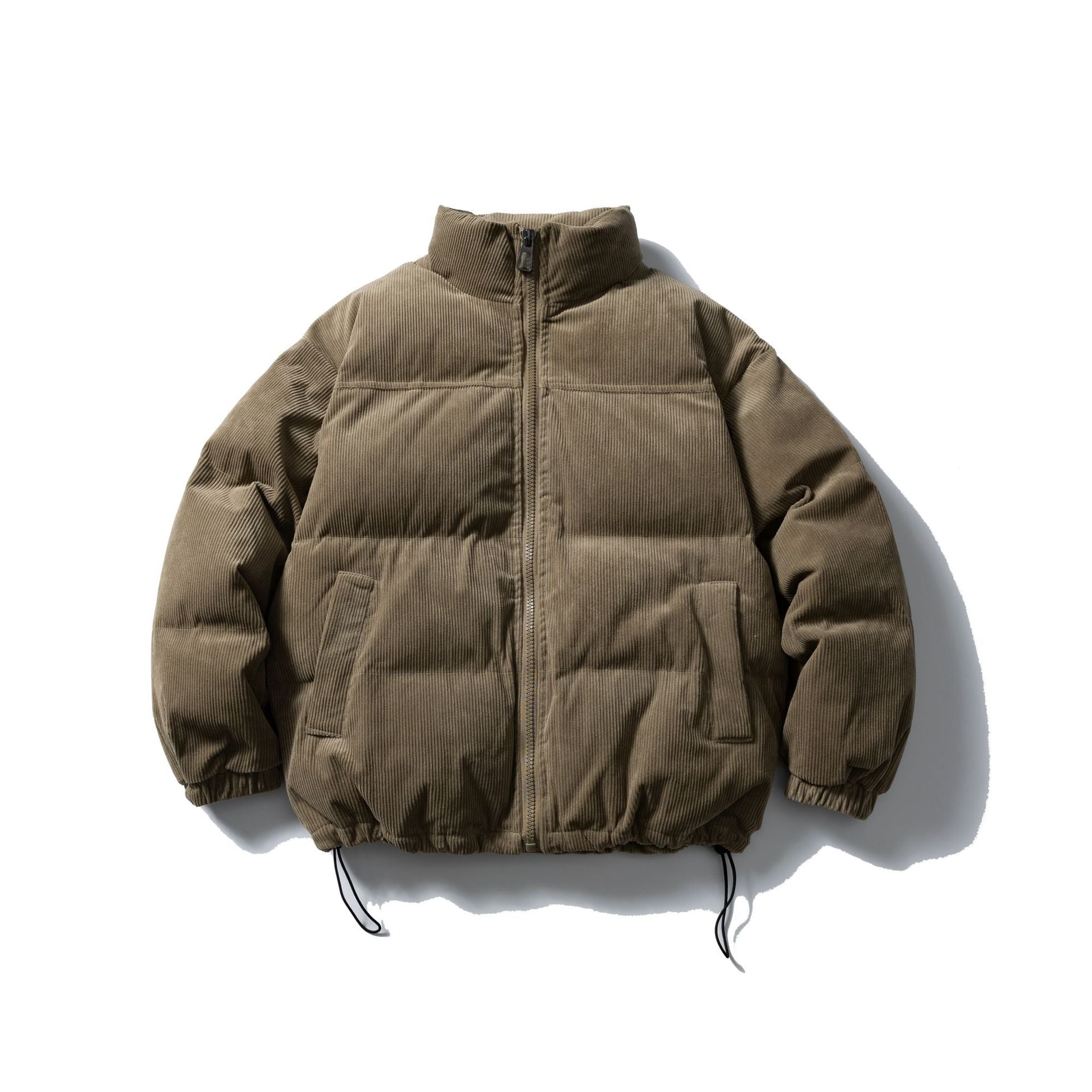 Unisex Padded Cord Blouson Jacket with Stand Collar, Elastic Cuffs, and Drawstring Chichicherry