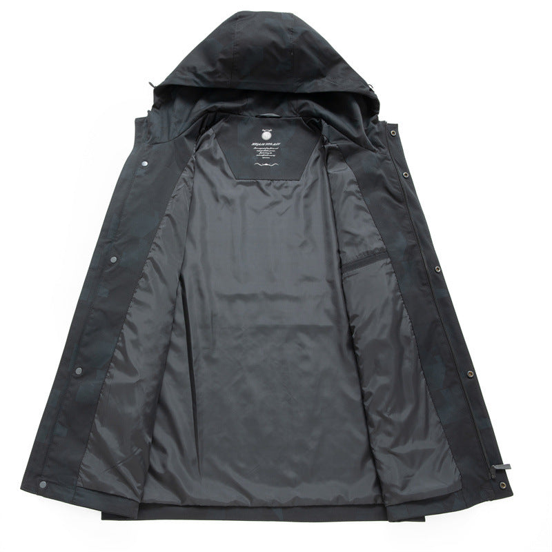 Men's Waterproof, Breathable City Overall Jacket with Hood and Minimalist Utility Look Chichicherry