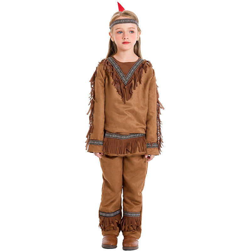 Girl Native American Costume with Fringe and Detail-Loving Top Chichicherry