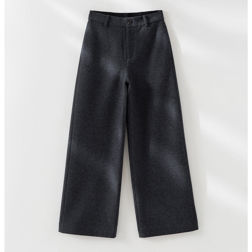 Women's Wide High Waist Wool Blend Culotte Pants with Pleat Chichicherry