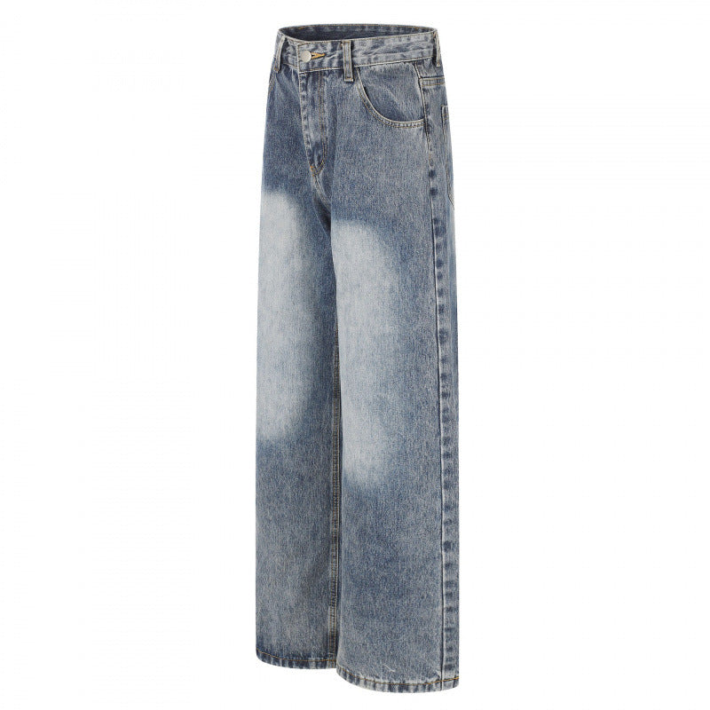 Ladies high waist wide jeans in wide leg cut with used effect and light knee bleaching Chichicherry