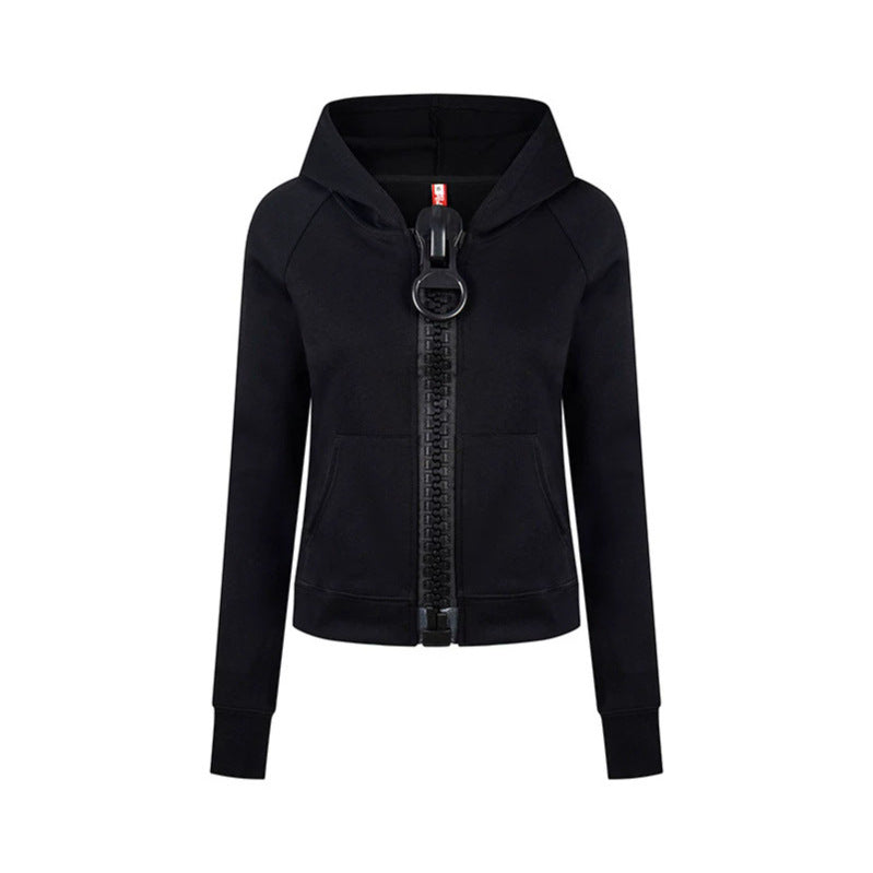 Women’s hooded sweatshirt jacket with oversized zipper and relaxed fit Chichicherry