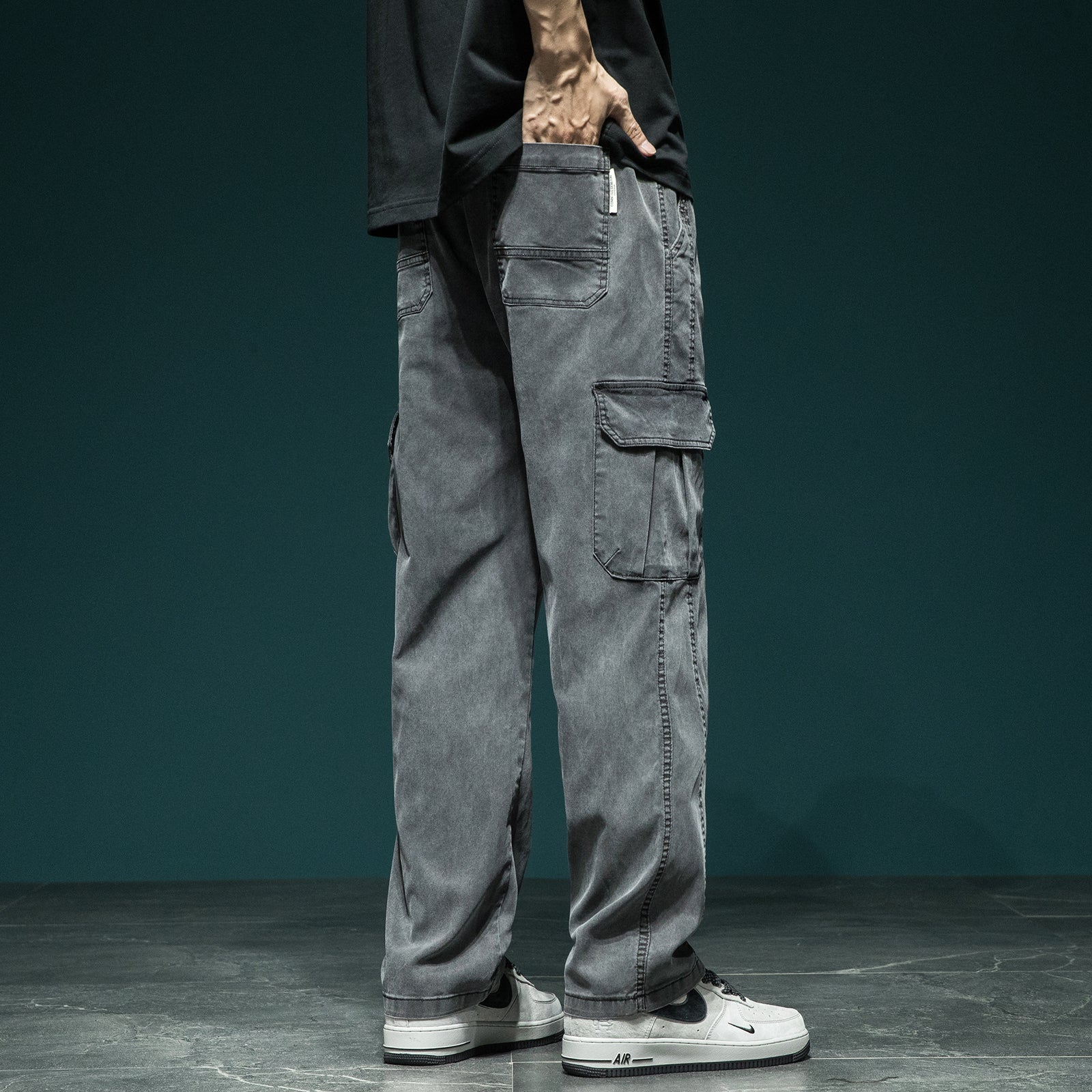 Herren Cargohose im Camouflage-Utility-Stil mit geradem Bein und robustem Canvas Chichicherry