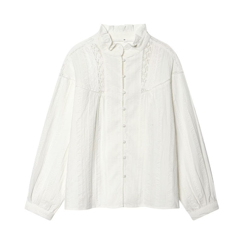 Ladies romantic Victorian lace blouse with stand-up collar and balloon sleeves Chichicherry