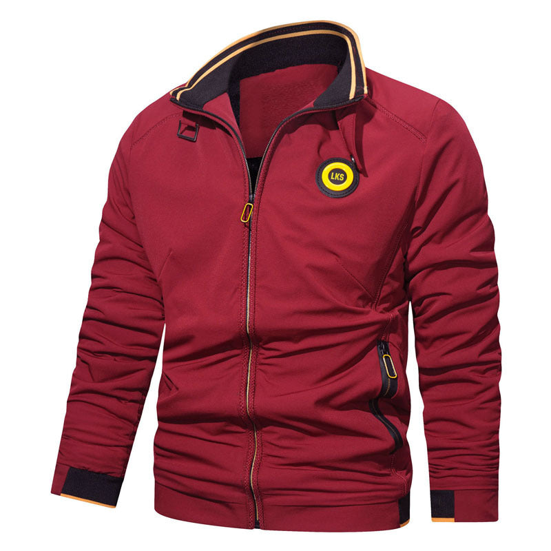 Men's sporty zip-up sweatshirt jacket with stand-up collar and logo application Chichicherry