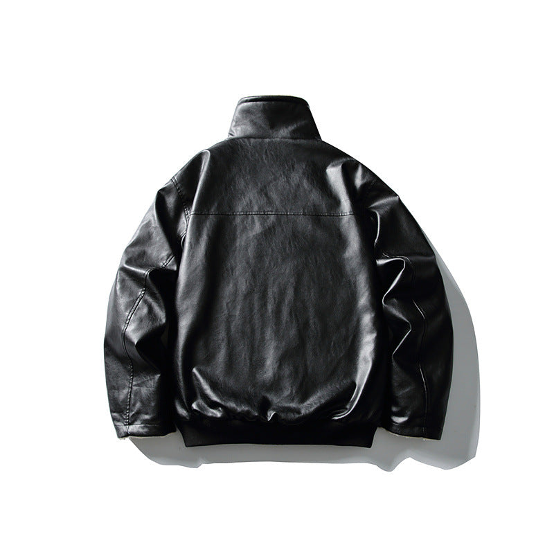 Men's Short Boxy Blouson with Adjustable Buckle Collar and Teddy Lining Chichicherry