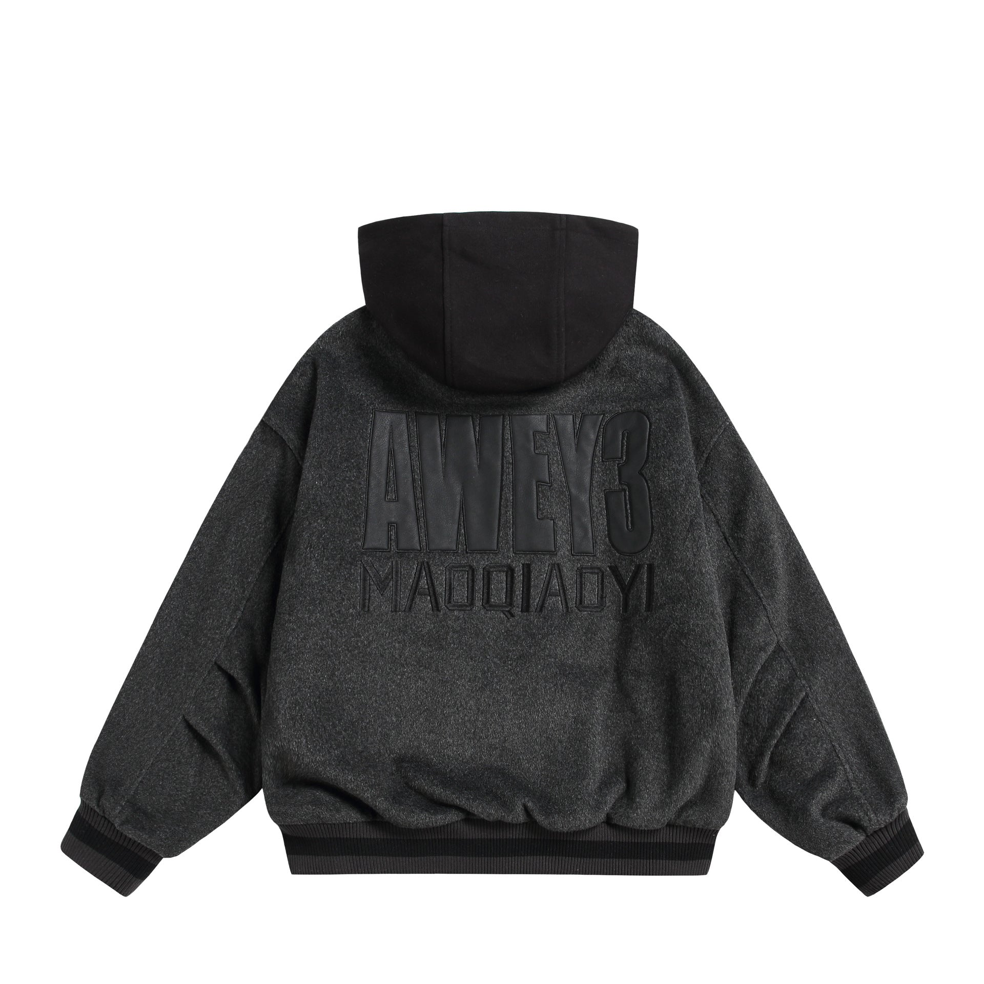 Unisex Oversize Fleece-Bomber Jacket with Contrast Hood Chichicherry
