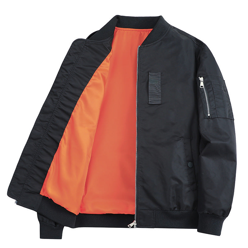 Men's Lightweight Flight Bomber Jacket with Water-Repellent Shell and Contrast Lining Chichicherry