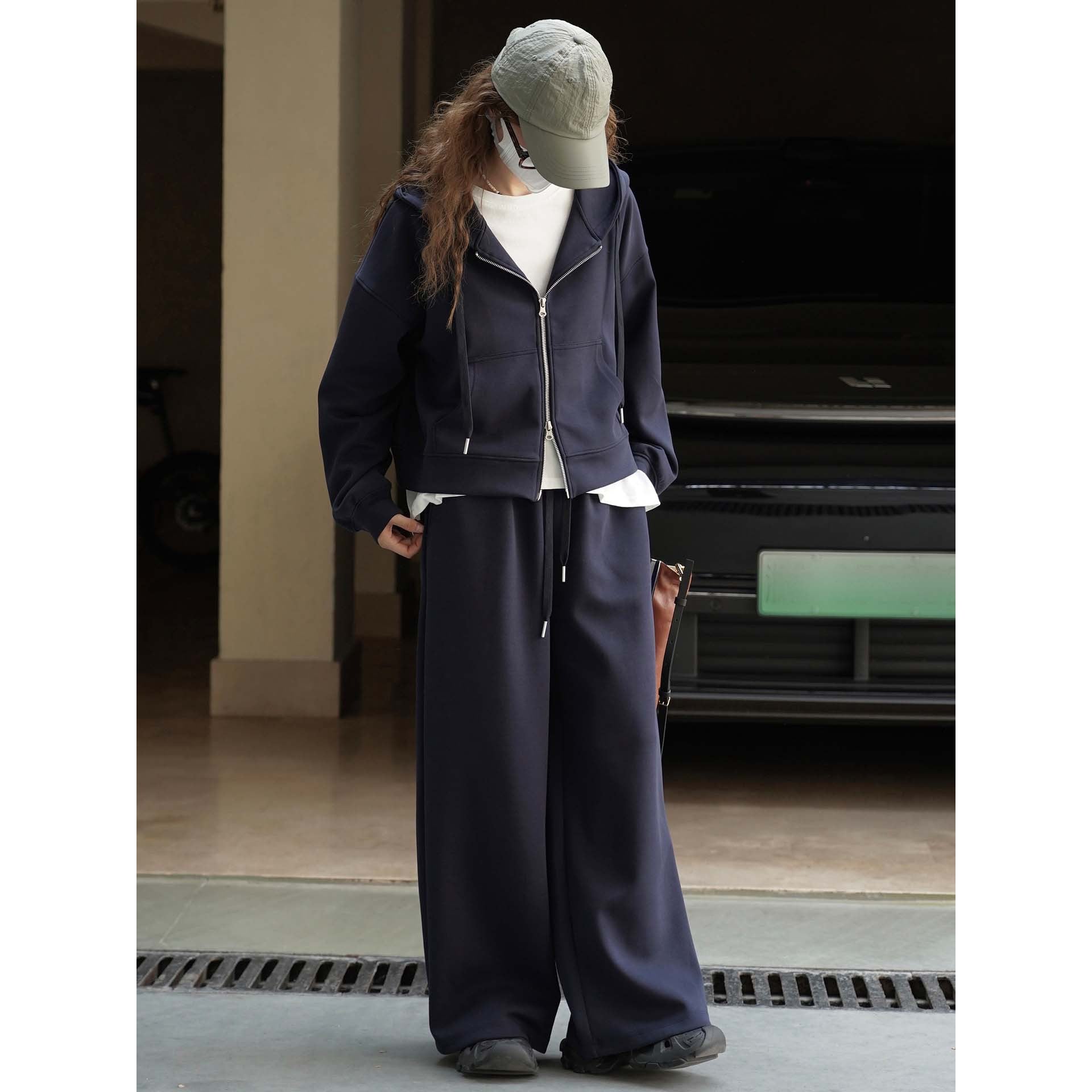 Women's Short Cut Boxy Hooded Sweat Jacket with Two-Way Zip Chichicherry