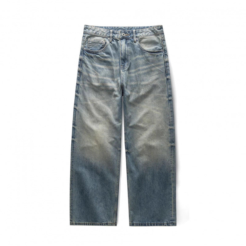 Women's Loose-Fit Straight-Leg Jeans with High Waist and Vintage Wash Chichicherry